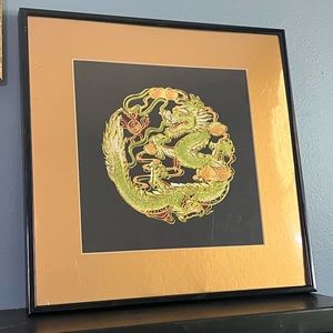 Pair of Dragon & Phoenix Framed Art